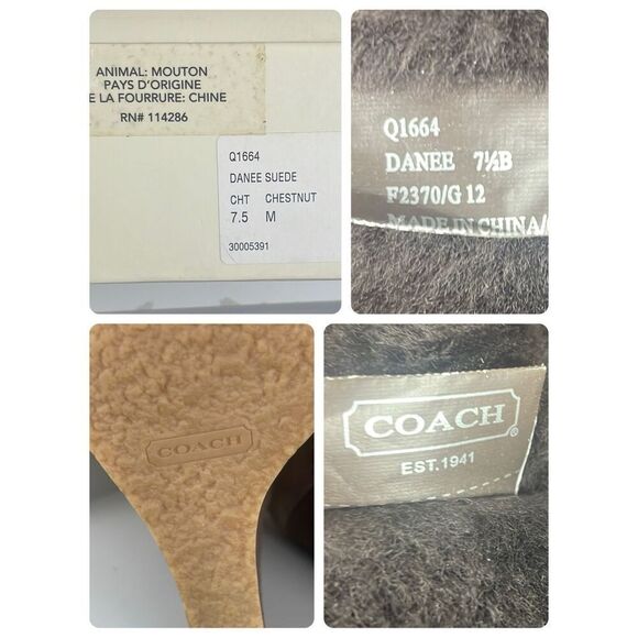 Coach Danee Suede Shearling Shaft Ankle Boots Chestnut Brown 7.5 - Picture 8 of 16